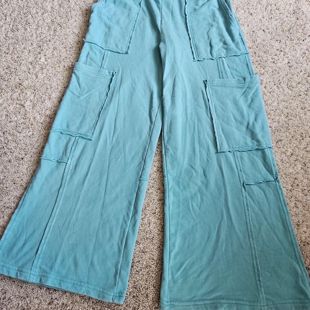 Double Zero Teal Wide Leg Cargo Pants
